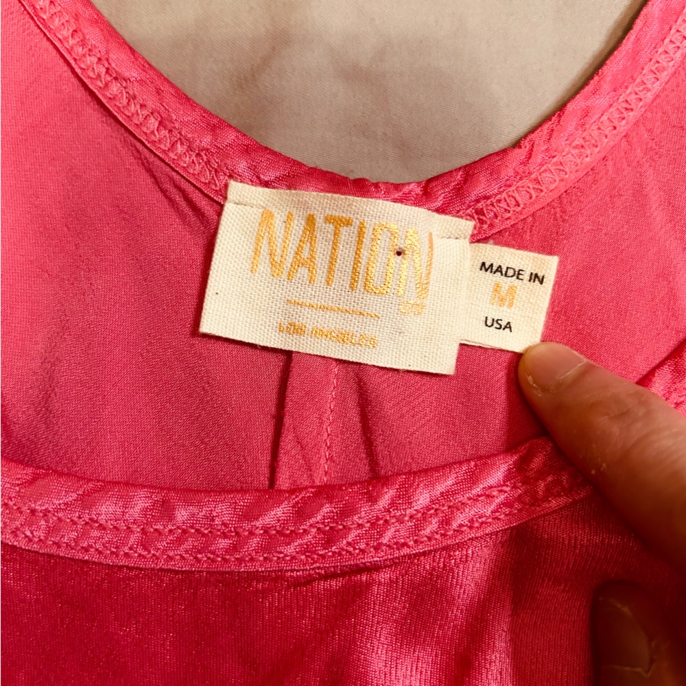 Nation LTD tank midi satin dress in pink color Size Medium - Picture 11 of 16